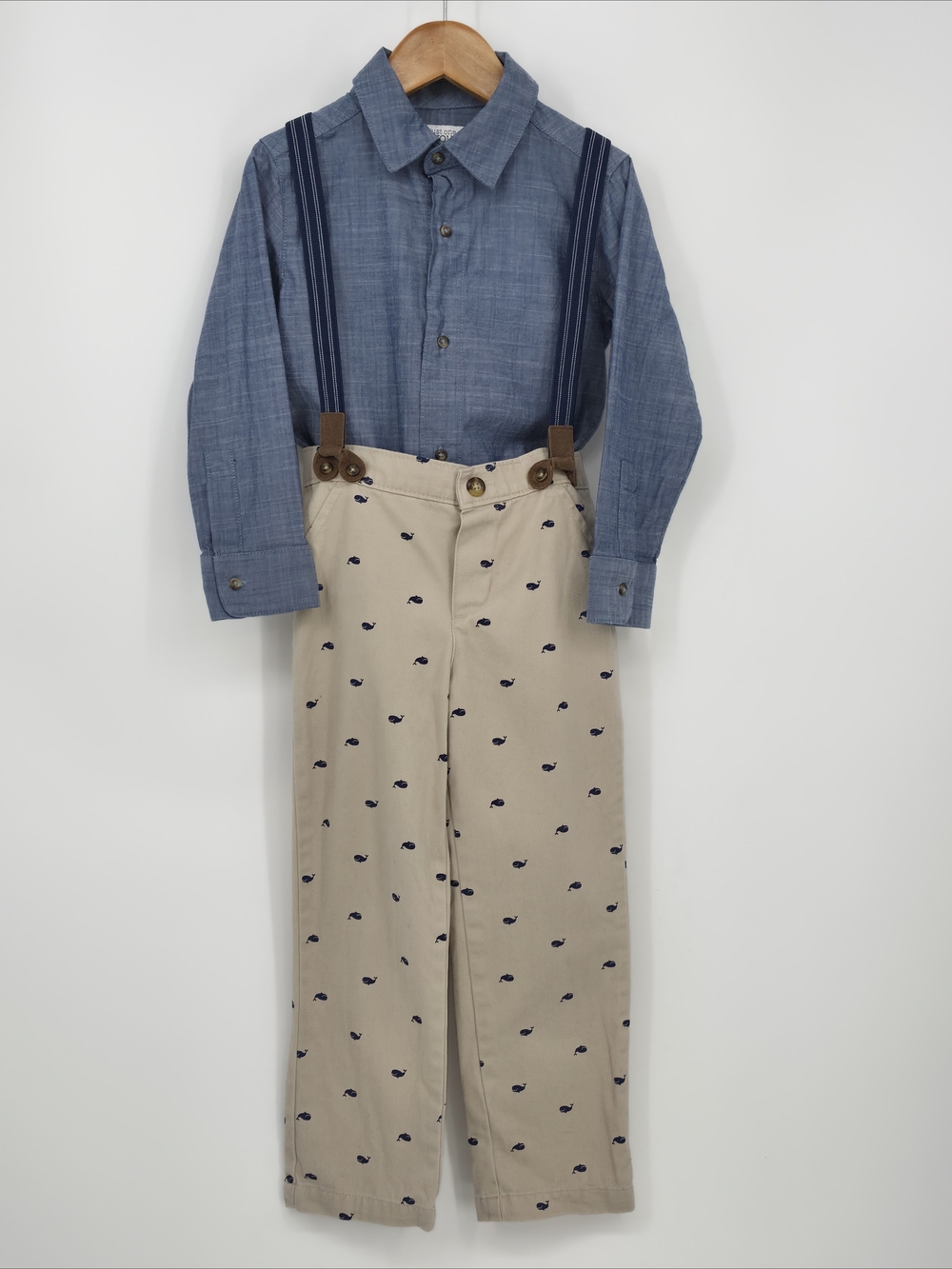Carter's Just One You 3 Pc Suspender Outfit 4T Picture Day Wedding Preppy Boys